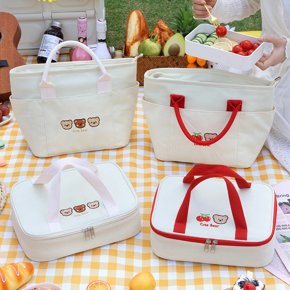 Large Capacity Worker Student Bento Bag Cartoon Lunch Box Bag Aluminum Foil Thickened Insulated Food Box Portable Thermal Bag