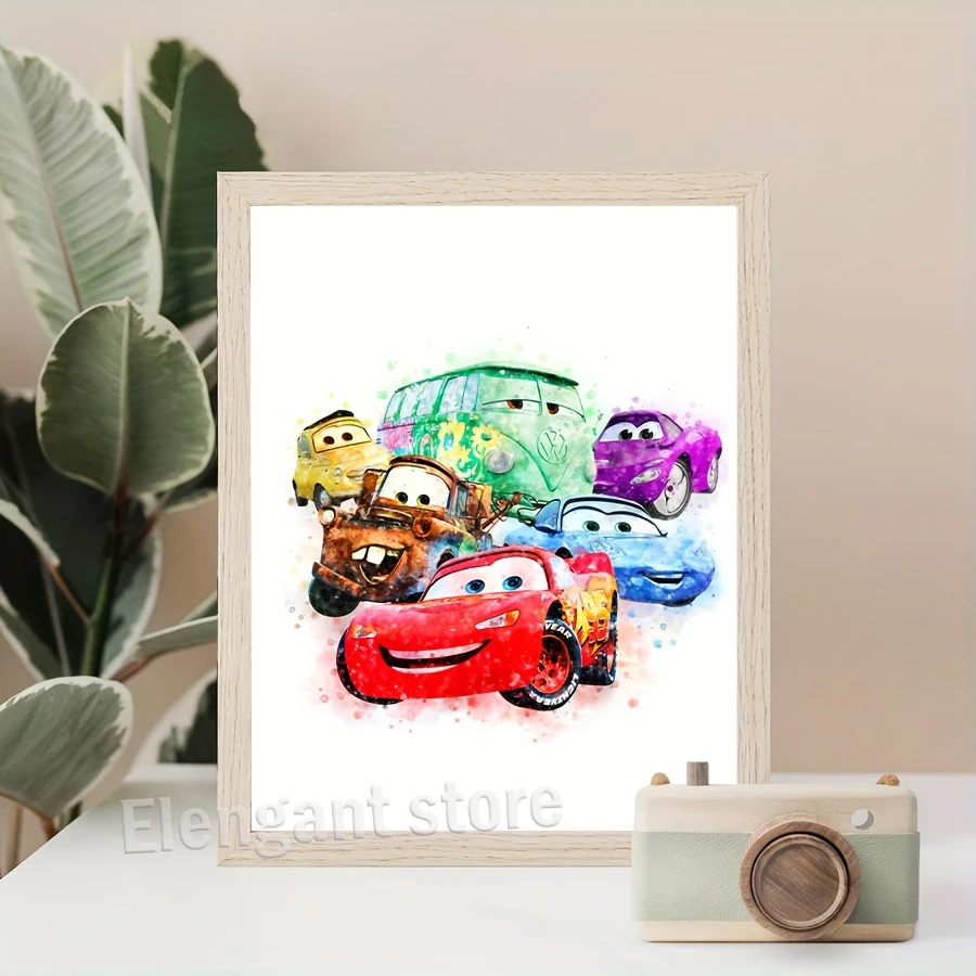 Cartoon Car Movie Art Prints Cars Animation Canvas Painting Lightning McQueen Poster For Boys Room Wall Pictures Decor