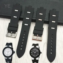 For Bulgari Rubber Watch Strap with Convex Interface Men's and Women's Soft and Comfortable Watch Accessories 22x8mm 24x8mm