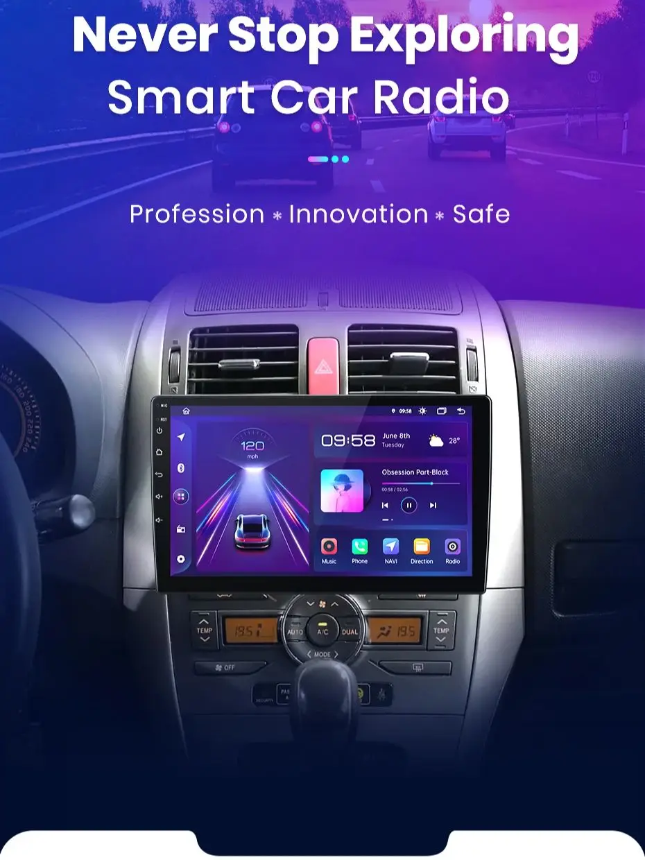 Junsun do Toyota Auris E150 2006-2012 9 Cali 4GB 64GB Android 13 Car Stereo GPS Nawigacja Carplay Radio Samochodowe DSP Bluetooth FM Obsługa Sterowania Kierownicą Wejście USB AUX Gotowy do Kamery — 2