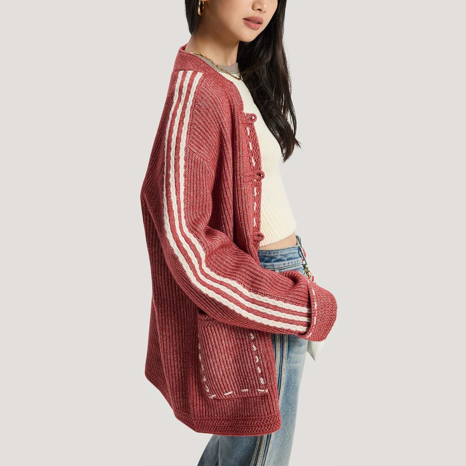 Adidas genuine clover men's and women's knitted soft trendy sports jacket KT3852