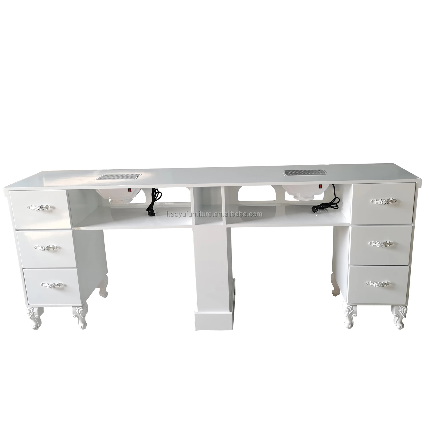 MESA DE MANICURA de doble asiento, mueble para salón de uñas, con colector de polvo