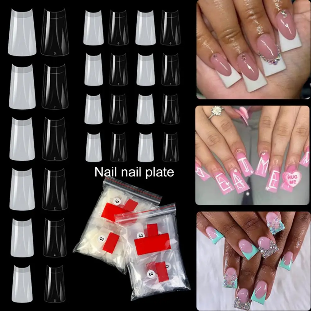 500PCS Half Cover Duck Nail Tips Clear Duck Feet Fan Flare Tips clear/nature French Press On Nails unghie finte strumenti per Manicure fai da te