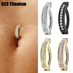 1PC Implant Grade G23 Titanium Cz Belly Button Ring Septum Ring Clicker Belly Clip Navel Ring Curved Barbell Piercing Jewelry