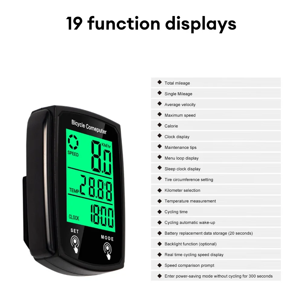 Wired Meter Bicycle Computer Speedometer Waterproof Bike Kilometer Counter Temperature Display Cycling Accessories