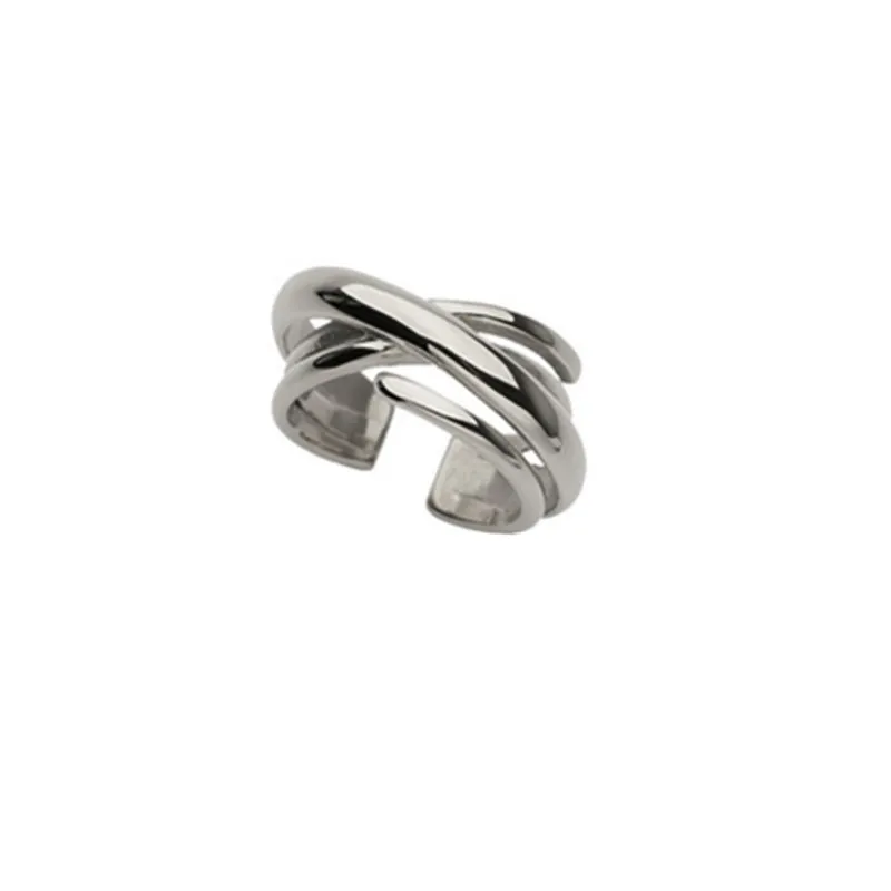 PANJBJ 925 Sterling Silber Multilayer Unregelmäßige Geometrische Ring für Frauen Einfache Charme Retro Schmuck Geschenk Dropshipping – Detail 29