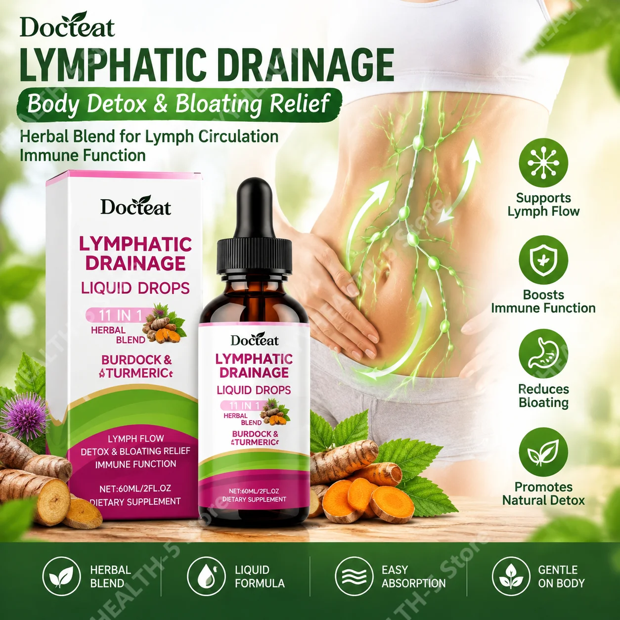 Ginger Tea - Lymphatic Drainage Drops Body Detox Bloating