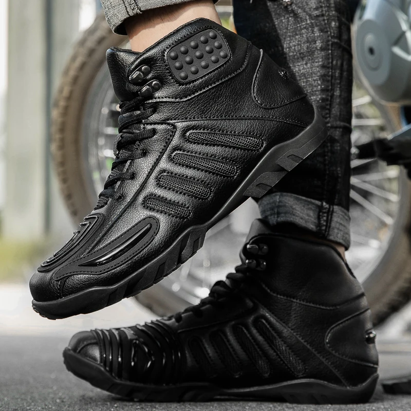 

Motorcycle protective riding boot men high top off-road fashion anti slip breathable travel equipment cycling shoes four seasons