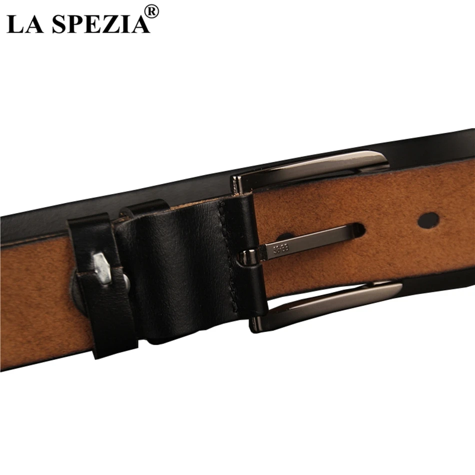 LA SPEZIA البني الرجال حزام 160 سنتيمتر حجم كبير حزام جلد طبيعي حجم كبير دبوس مشبك أسود كلاسيكي الذكور حزام جلد البقر للسراويل #6