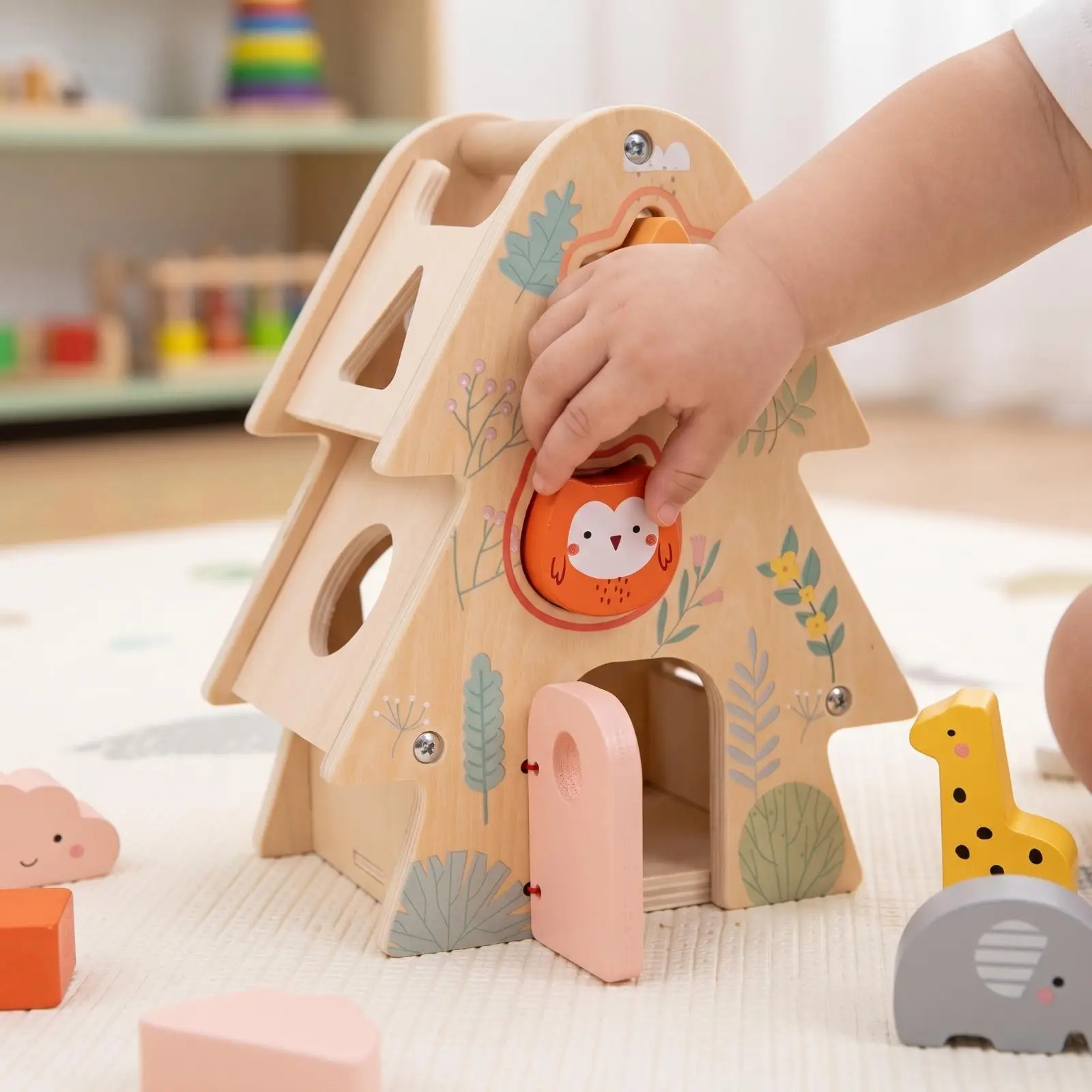 形合わせおもちゃ-発達を促すツリーハウスおもちゃ-カラフルなデザイン-幼稚園、保育園向け