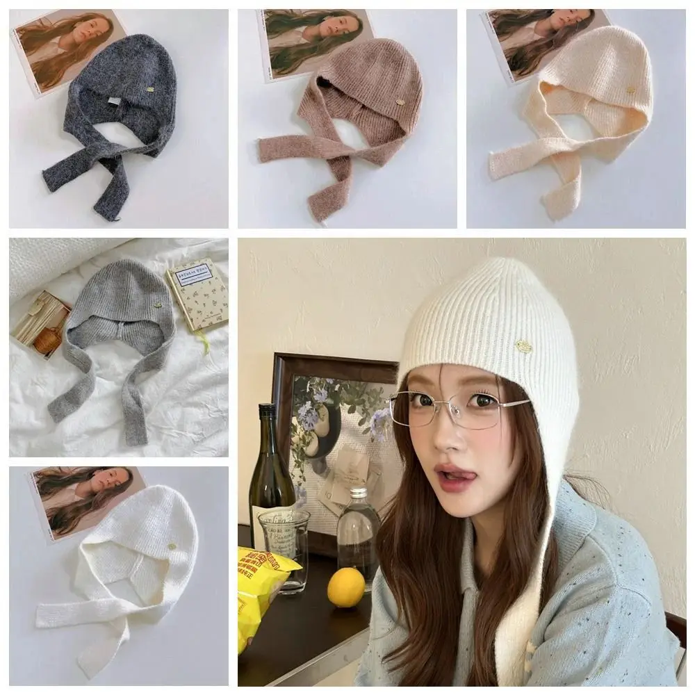 

Шерстяная вязаная шапка крючком, сохраняющая тепло, однотонная ветрозащитная шапка для защиты ушей, мягкая морозостойкая пуловерная шапка для женщин и девочек