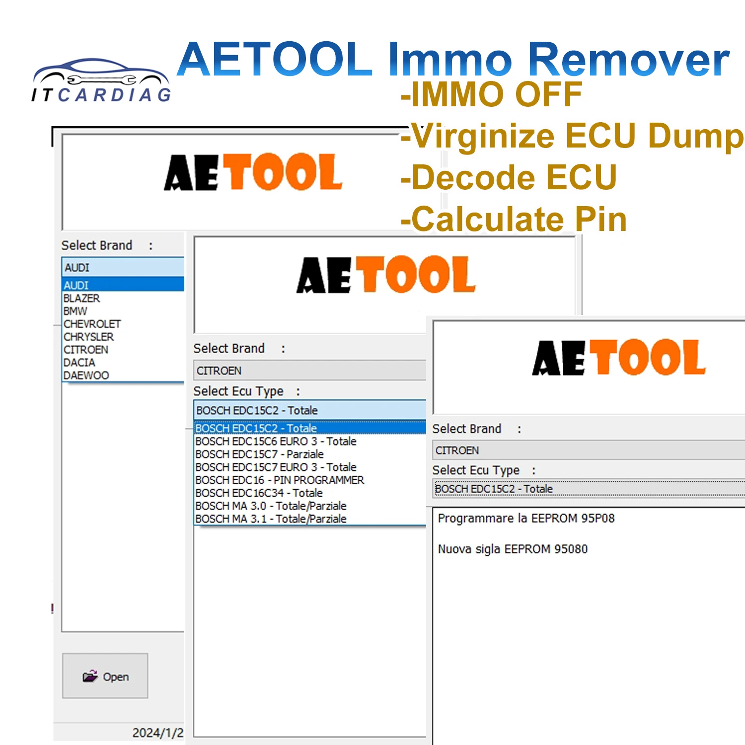 

AETOOL IMMO REMOVER V1.3 AETOOL Immo Eeprom Off Программное обеспечение Virginize ECU Dump Decode ECU Calculate PIN Virgin/IMMO Remover
