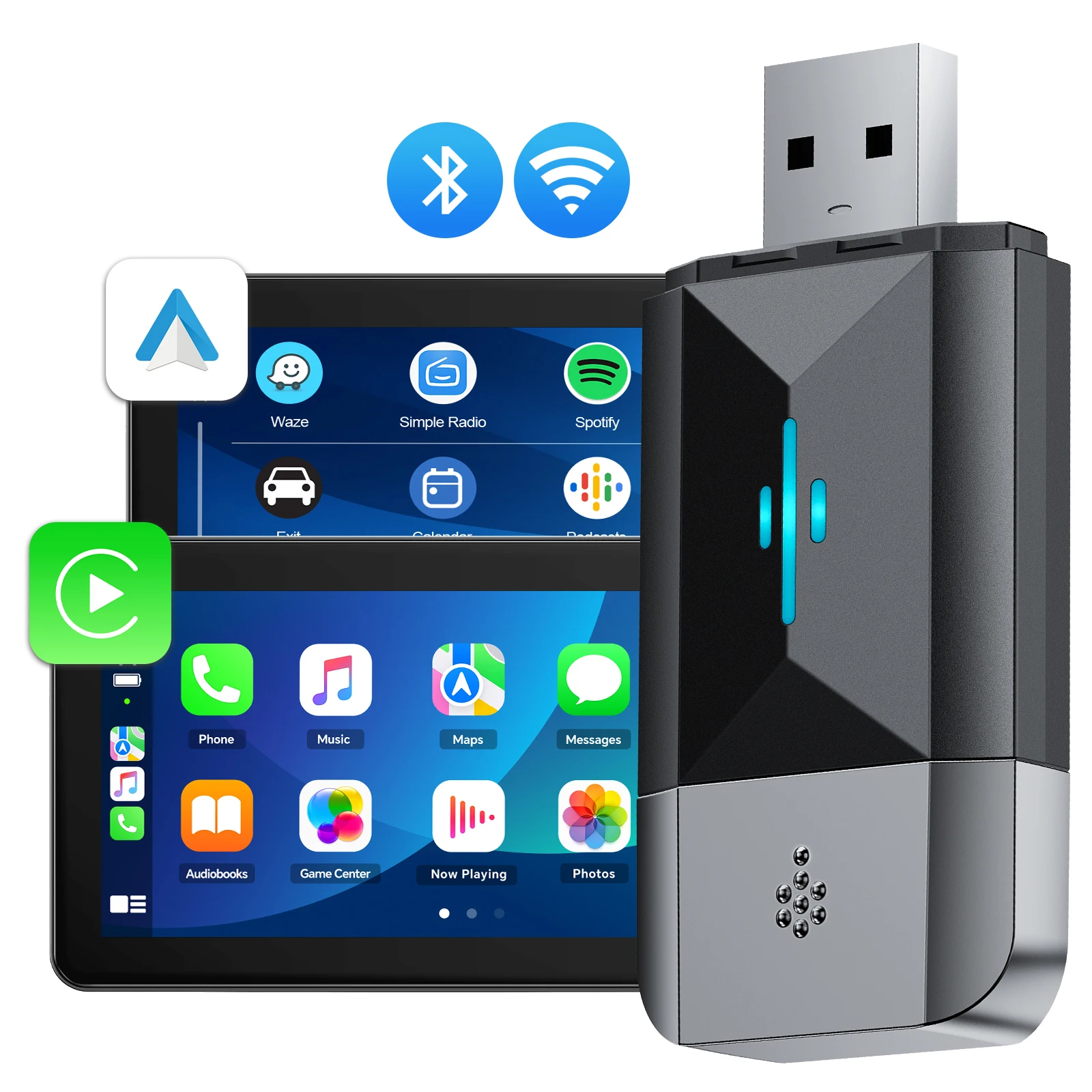 TOGUARD 2 in 1  Carplay Wireless Adapter,Apple&Android Auto,carplay Adapter,5Ghz WiFi Type-C/USB Plug & Play,iOS 10+&Android 11+