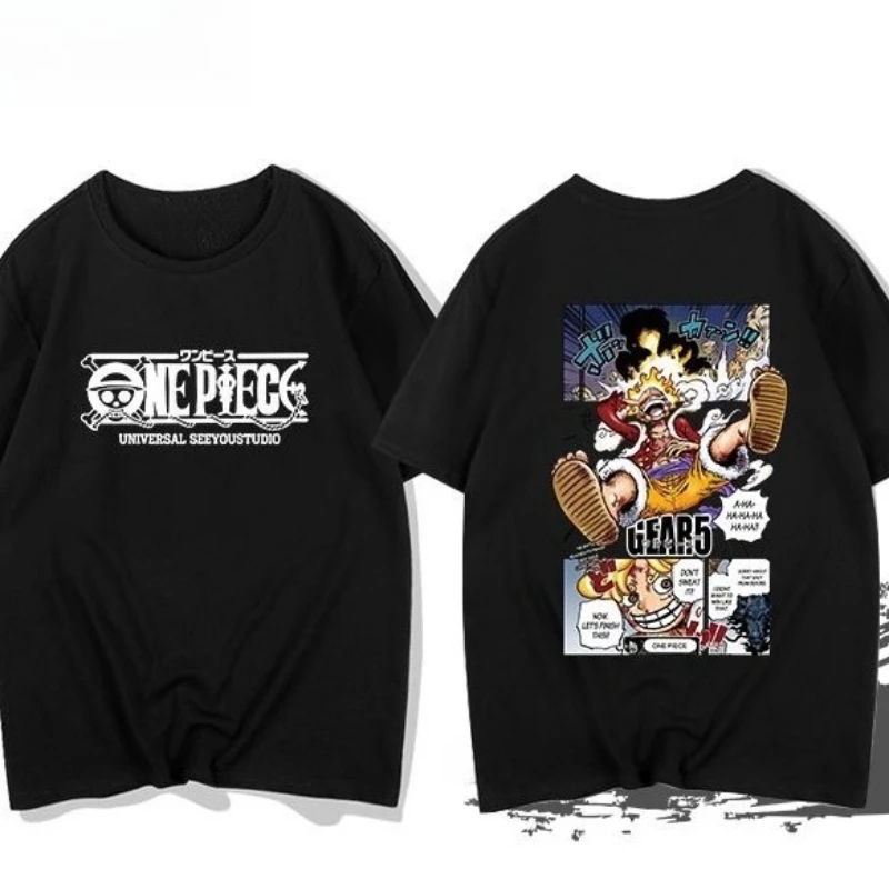 

Bandai Genuine ONE PIECE, новая футболка Luffy Joint для пары, топ из чистого хлопка с короткими рукавами, плотный хлопковый дневной мужской топ с короткими рукавами