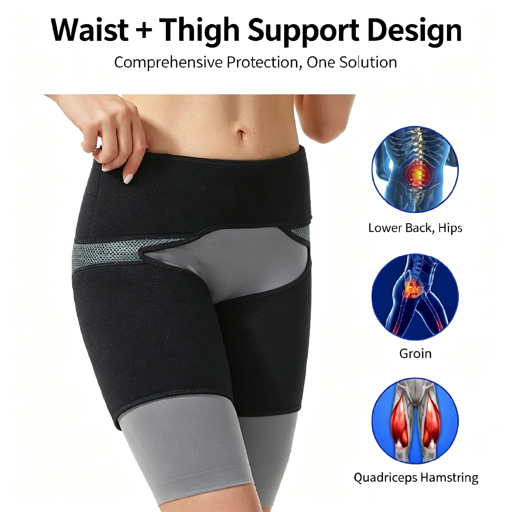 1PCS Breathable Hip Compression Wrap for Groin & Thigh Support, Adjustable Sciatica Relief Brace to Stabilize Hamstring Muscles