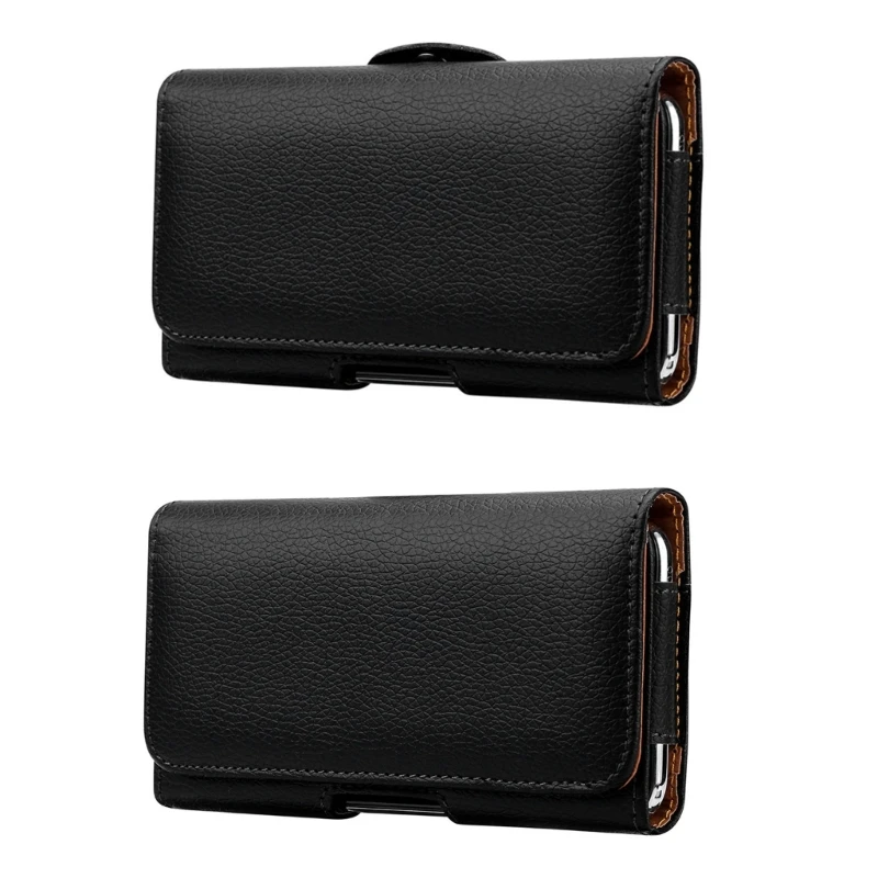 

E74B PU Leather Horizontal Waist Belt Clip Phone Bag for Men