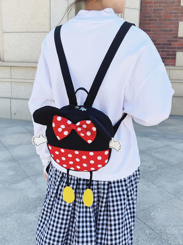 MINISO Cute Cartoon Anime Mickey Children's backpack Baby traction rope anti slip backpack