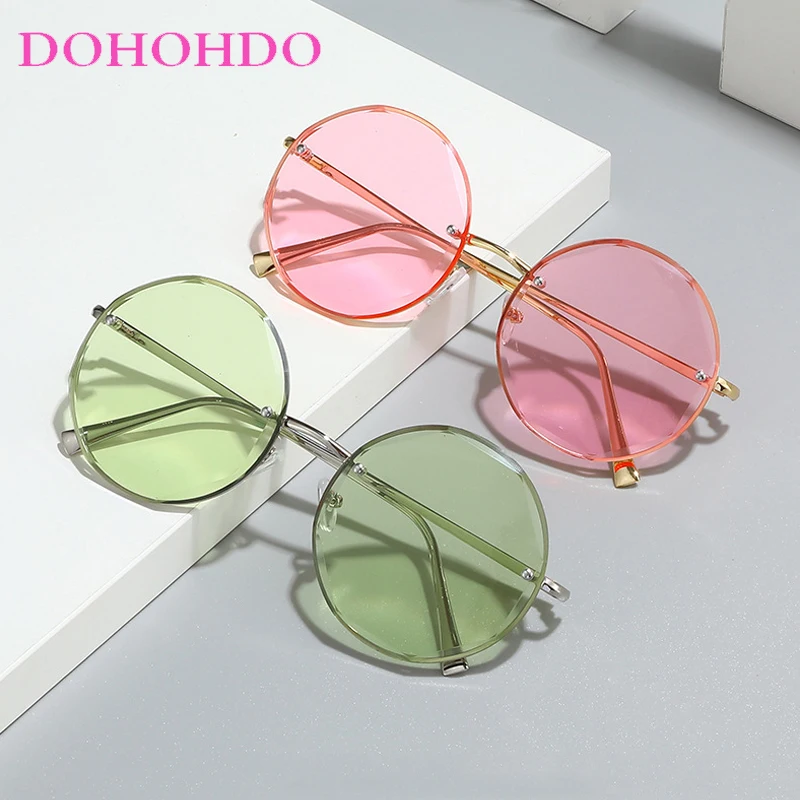 Vintage Metal Circular Sunglasses Men Women New Fashion Personality Trendy Rimlesss Frame Sunglasses Accessories Men Women UV400