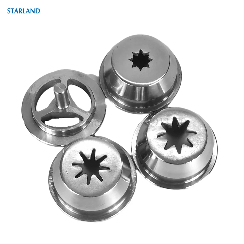 4 Pieces Churros Extruder Nozzle Lids Accessories Spanish Churros Molding Caps Stainless Steel Spare Parts Churro Makers Fitting