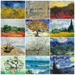 DIY Van Gogh Art Diamond Painting 5D Full Round Mosaic Abstract Garden Almond Blossoms Starry Night Rhinestone Decor Home