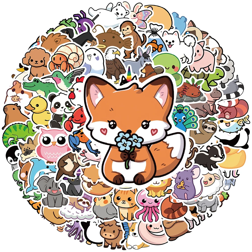 

10/50/100/200pcs Mixed Cute Cartoon Animal Creative Graffiti Stickers for Notebook Motorcycle Phone Kawaii Decoration Decal Pack