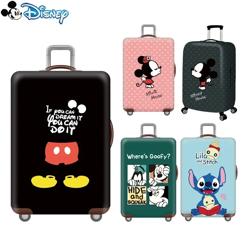 Disney Mickey Mouse Luggage Case Protector Tags Stitch Anime Personalized Luggage Cover Disney Characters Thicken Luggage Cover