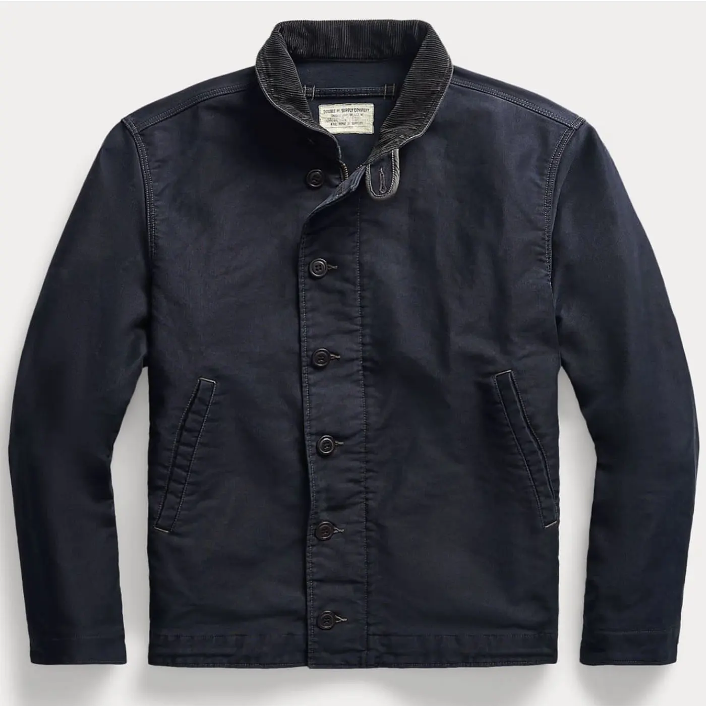 Classic N1 American Retro Naval Officer's Deck Jacket Coat Double RL Worn-In Look Corduroy Collar Men's Cotton Outdoor Wear