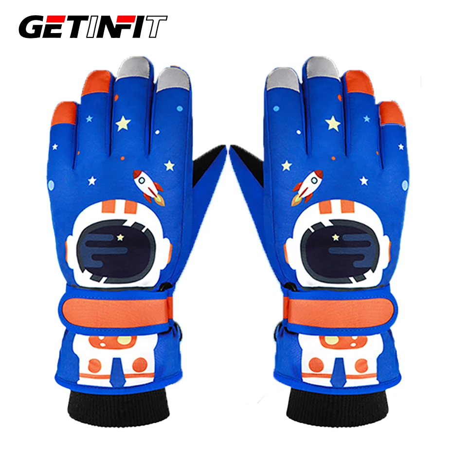 

GETINFIT лыжные перчатки детские зимние астронавт пять пальцев для начальной школы цикл утолщенные износостойкие теплые сенсорный экран мультфильм