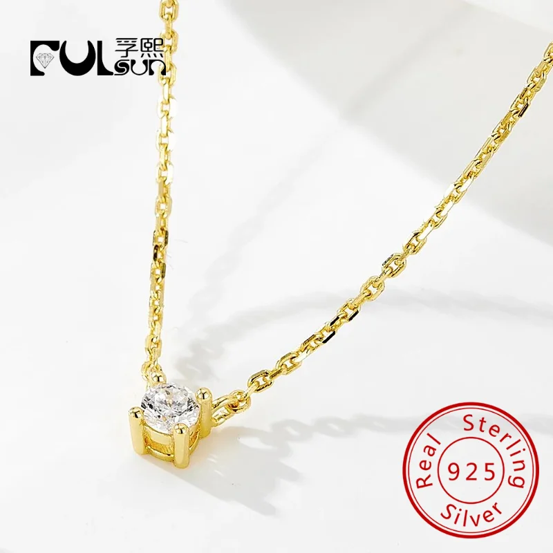 

Minimalist Single Stone pendant 925 Sterling Silver Heart Necklace Women's Fine Jewelry