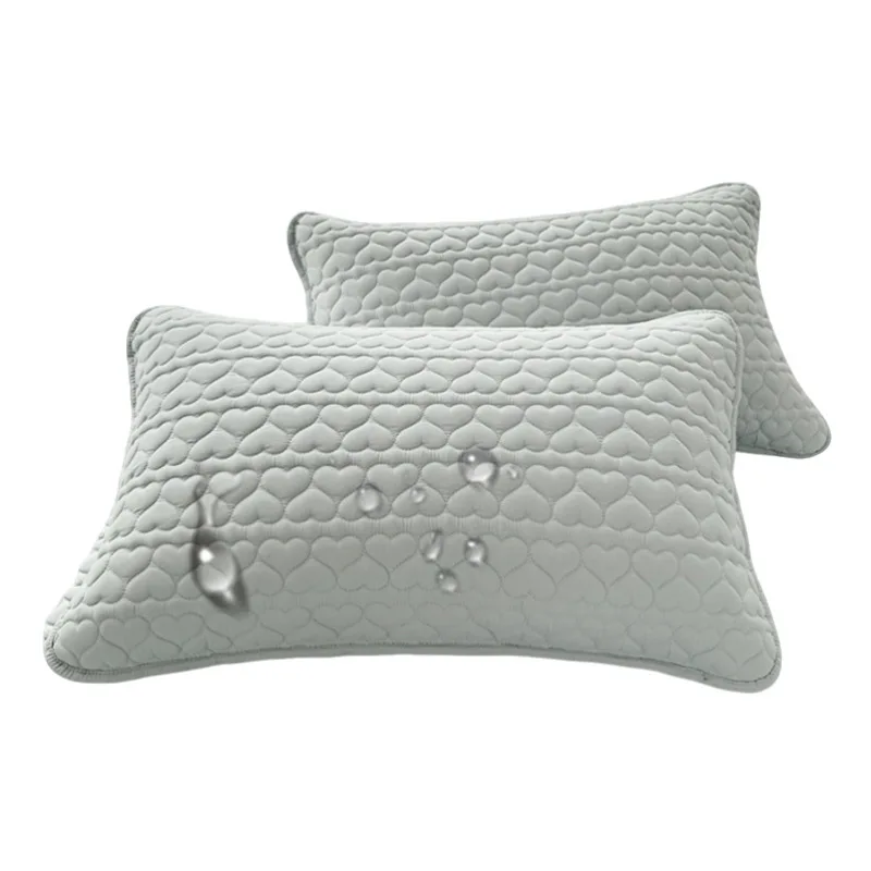 2pcs Polyester Cotton Pillow Cover Head Oil Anti Mite Pillow Case Protector Oil-Proof Isolation Layer Pillow Core Protection