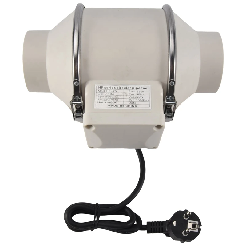 AC88-35W Kipas Saluran Pipa Kamar Mandi Kipas Inline Knalpot Ruangan Ventilasi Kipas Saluran Penyebar Udara Dapur Kipas Blower Tenda Tumbuh Steker UE