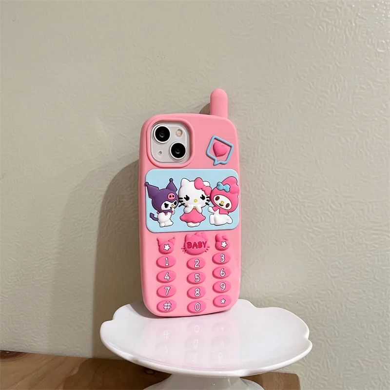 Hello Kitty Kuromi Pink Mymelody Cute Silicone Phone Case For iPhone 15 14 13 Pro Max 11 12pro Y2K Lovely Happy Cover Girls Gift