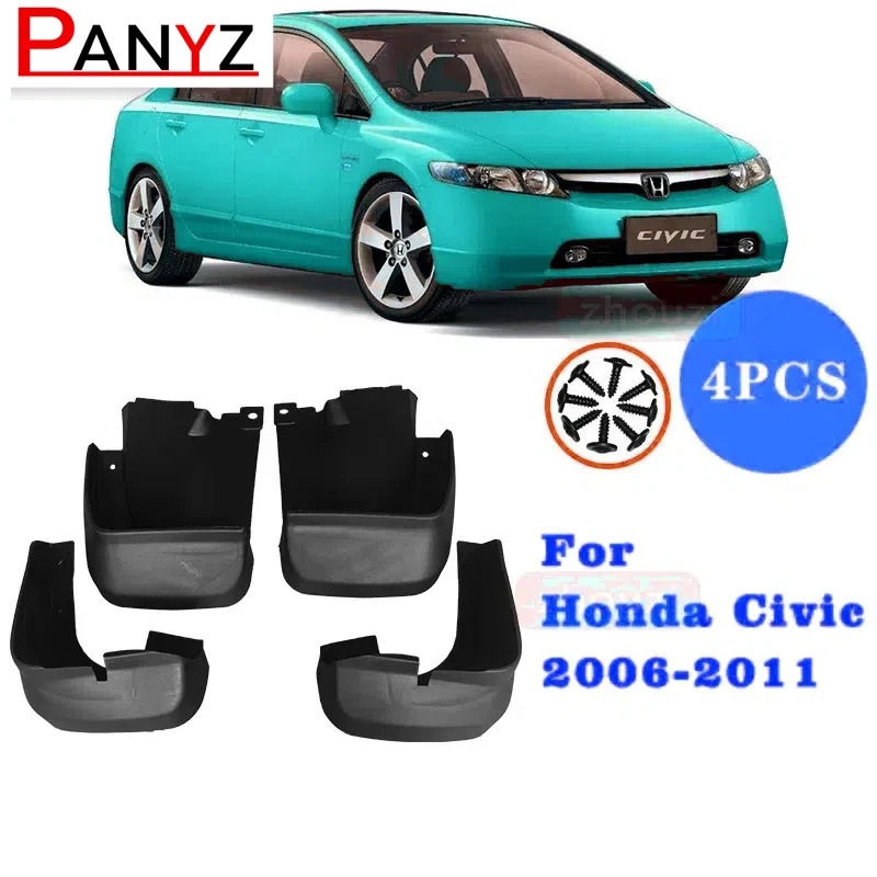 Set Molded Mud Flaps For Honda Civic 2006-2016 2022 Splash Guards Front Rear Mud Flap Mudguards Fender 2007 2008 2009 2010