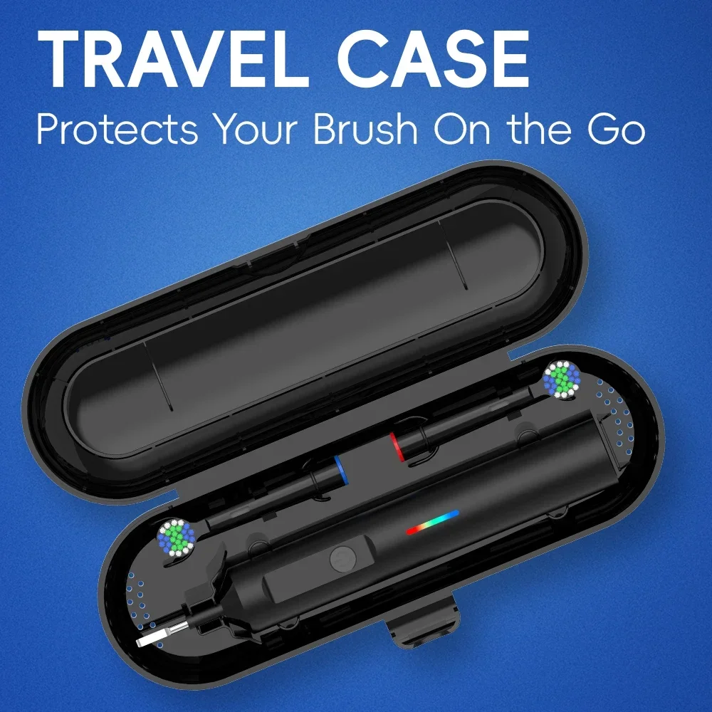 فرشاة أسنان كهربائية ذكية قابلة لإعادة الشحن مع 6 رؤوس، رؤوس فرشاة بديلة متوافقة مع أورال بي لتبييض البالغين