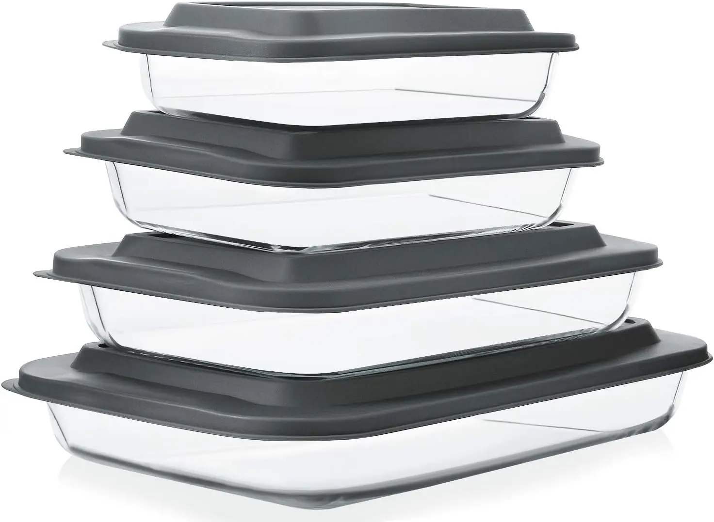 

8-Piece Deep Glass Baking Dish Set with Plastic lids,Rectangular Glass Bakeware Set with Lids, Baking Pans for Lasagna, Leftover
