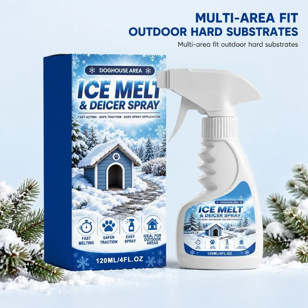 Ice Melter 120ml Deicer Spray Ice Melting Agent Fast-Acting Instant Ice Remover Efficient Defrosting Agent for Car Refrigerator
