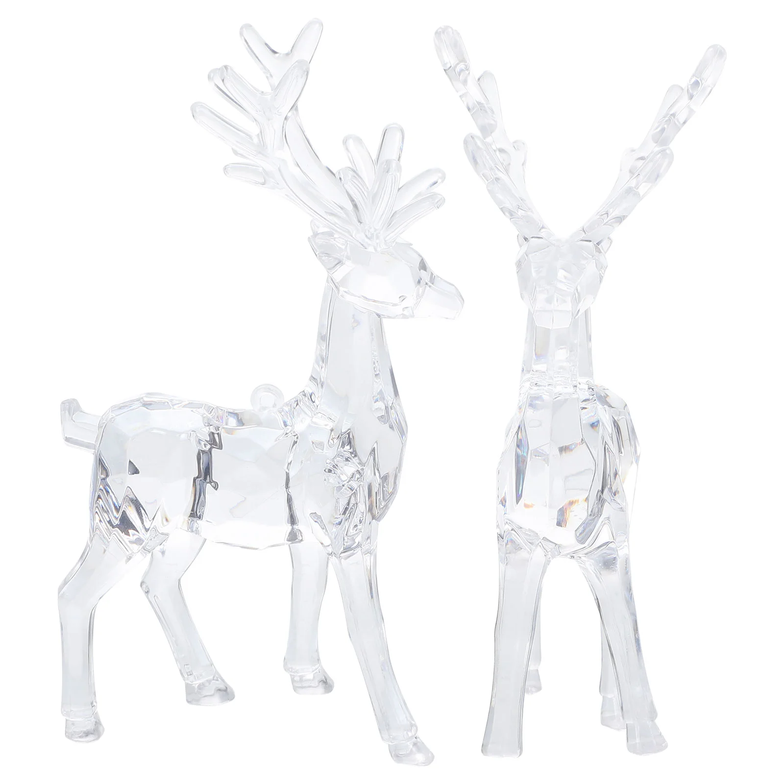 

2 Pcs Christmas Elk Transparent Deer Ornament Indoor Decorations Figurines Decors Acrylic Ornaments Miniature Desktop Statue
