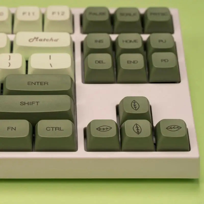 B0KF Matcha Green Tea Keycap XDA 124 Keys Dye-Sub Keycap GK61 64 84 96 Layout