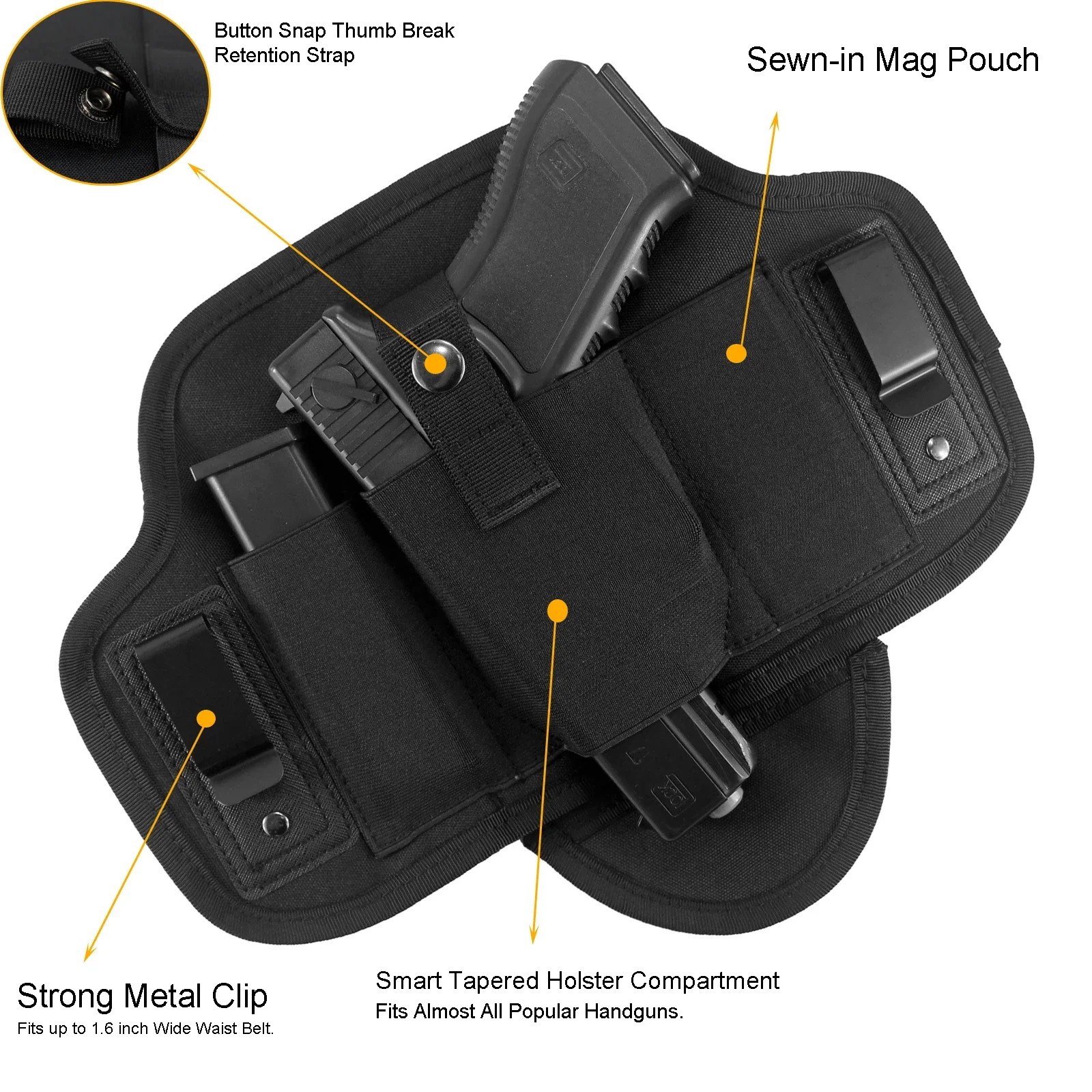 Tactical IWB Pancake Gun Holster Waist Belt Ambidextrous Pistol Holsters for Taurus G3/G2C/G3C Glock 17/19/20/21/26/PT111/PT140