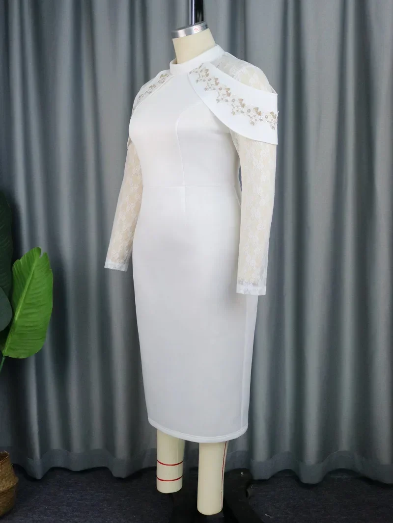 Африканские платья для женщин, белый дизайн, Дашики, кружево, Абая, повязка, миди Базен, винтажное платье-халат, африканское сексуальное женское вечернее платье