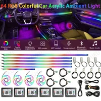 Lámparas LED de ambiente acrílicas para coche 22 en 1, luces de ambiente coloridas universales, tira de neón Interior para coche, Control por aplicación, iluminación RGB 64