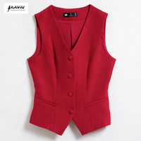 NAVIU Formal Fashion Ladies Red Green Black Waistcoat Women Vest Elegant Work Wear Office Ladies Uniform Styles