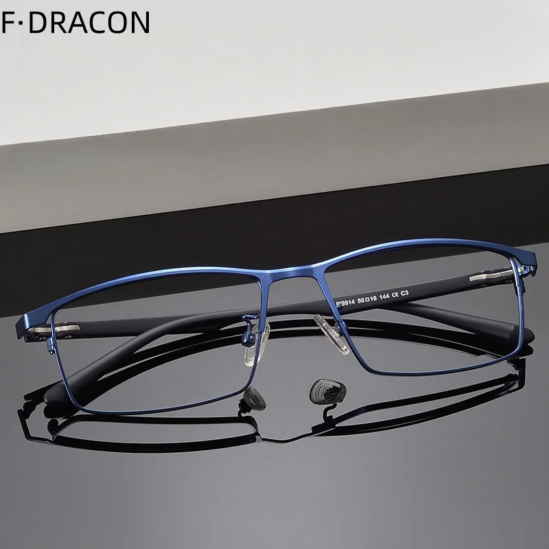 

Titanium Alloy Eyeglass Frame Business Square Men's Eyeglass Frame Ultra Light TR Temple Optical Prescription Frame P9916