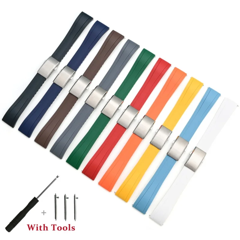 

20mm 22mm Quick Release Liquid Silicone Watch Strap 316L Stainless Steel Folding Watch Buckle Watch Band Bracelet Accessories