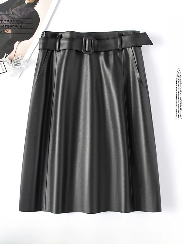 

Кожаная юбка Bla с высокой талией, А-силуэт, короткая, с эффектом похудения, для повседневной носки, в корейском стиле, тренд осени 2025