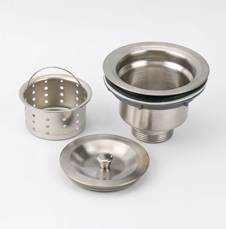 Sus 304ステンレス鋼キッチンシンクドレンアセンブリストッパー、ディープバスケットカバー蓋、錆びないSus