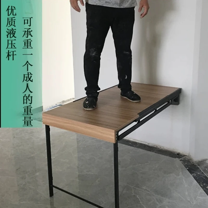 Multifunctional wall-mounted folding table deformed against the wall invisible table solid wood small apartment telescopic