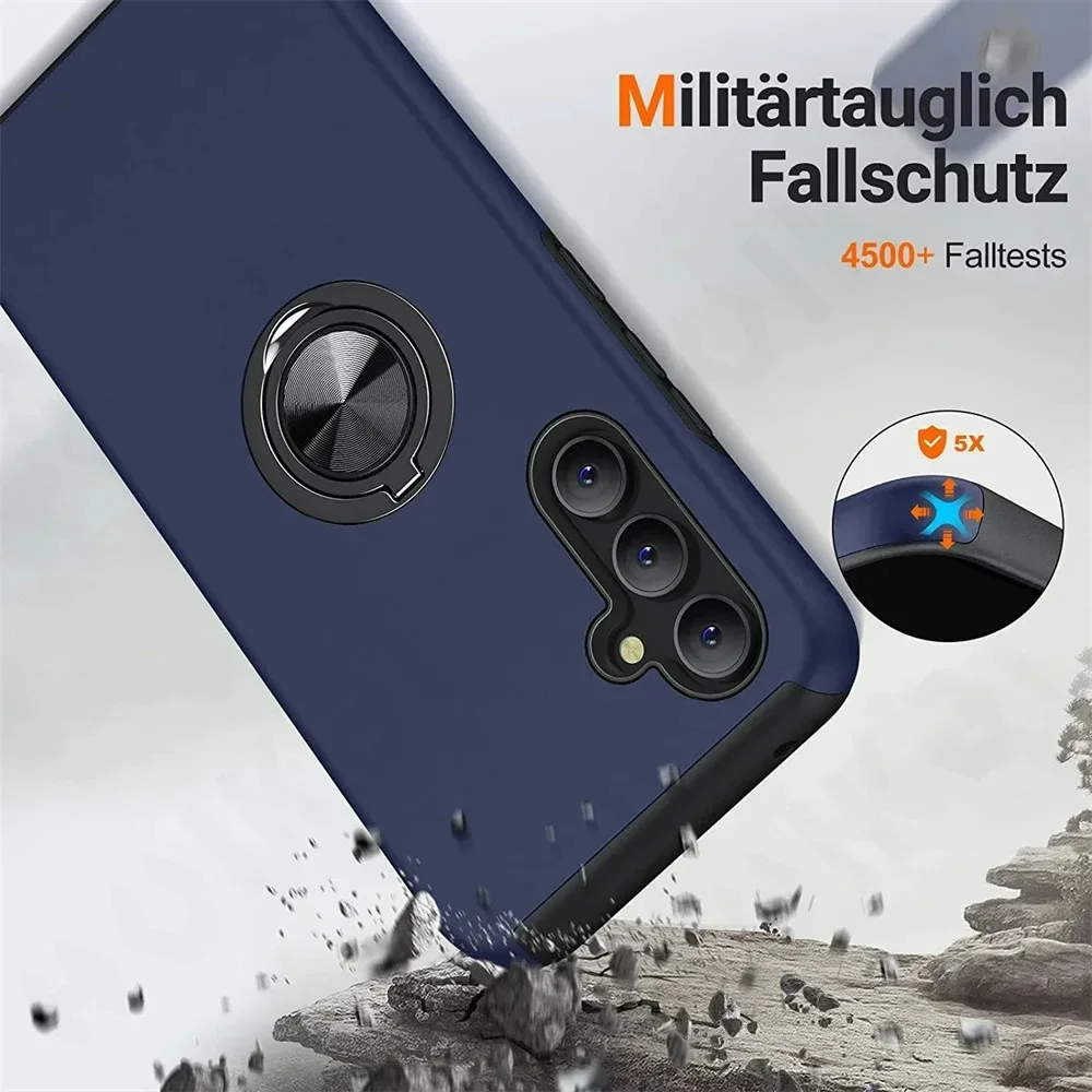 Case For Samsung Galaxy S24 S23 S22 S21 Ultra Plus A54 A34 A14 Degree Armor Bumper Shockproof  Metal Ring Hard PC Silicone Cover