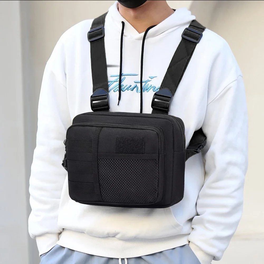 Tactics Vest Bag Streetwear Functionality Chest Bag Fashion Portable Multifunctional Multi-pockets Waterproof for Running Travel