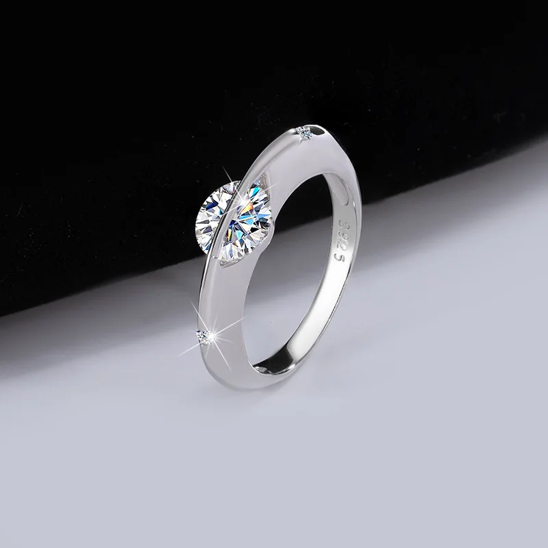 Trumium 1CT D Color Moissanite Ring Planet Orbiting 925 Sterling Silver for Women Wedding Band Trendy Anniversary Fine Jewelry